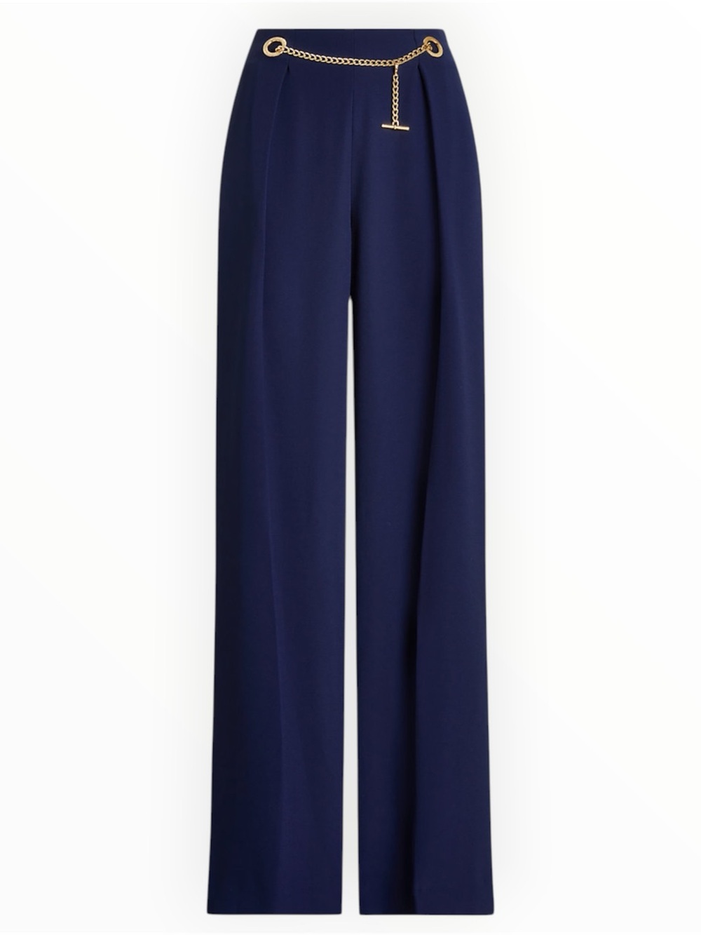 RALPH LAUREN Women's Pleated Georgette Belted Wide Leg Pants Navy Size 4 Coastal